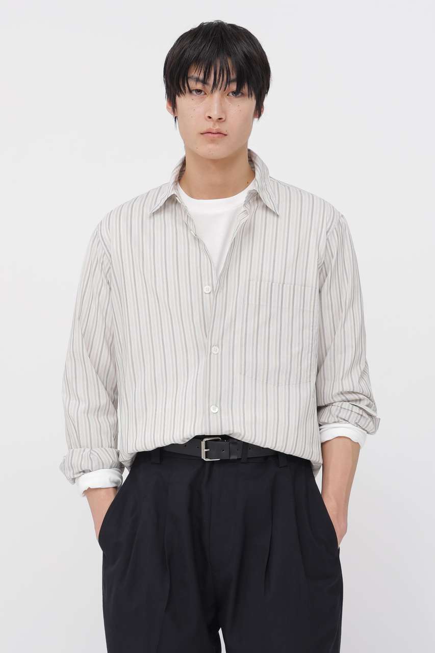 マーガレット・ハウエル メン/MARGARET HOWELL MENのCOTTON SILK STRIPE SHIRT(ホワイト/5796150209)