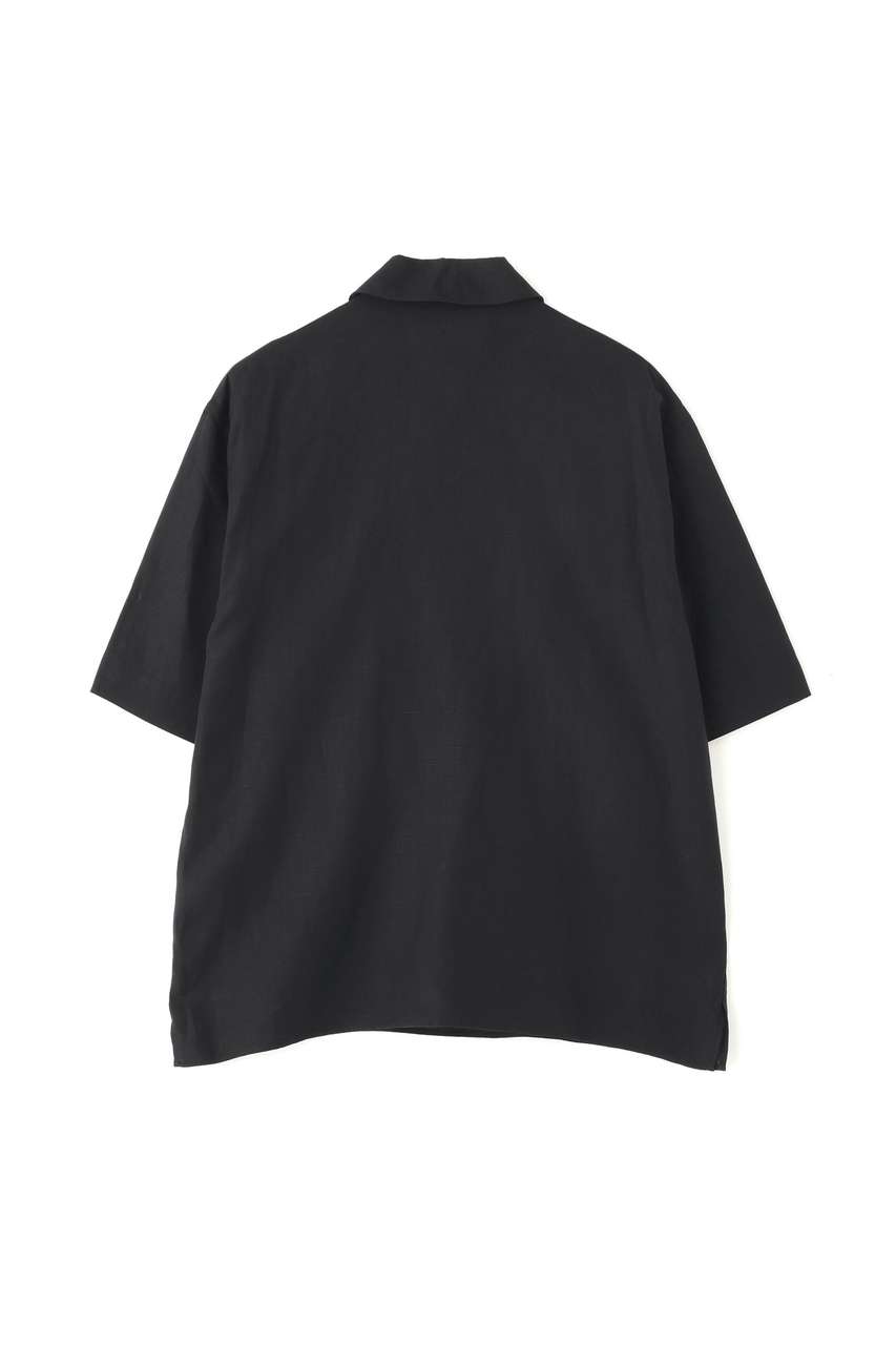 MHL マーガレットハウエル リネン100%プルオーバーシャツ 黒 1 MARGARET HOWELL マーガレットハウエル 22SS SHIRTING LINEN 1 半袖
