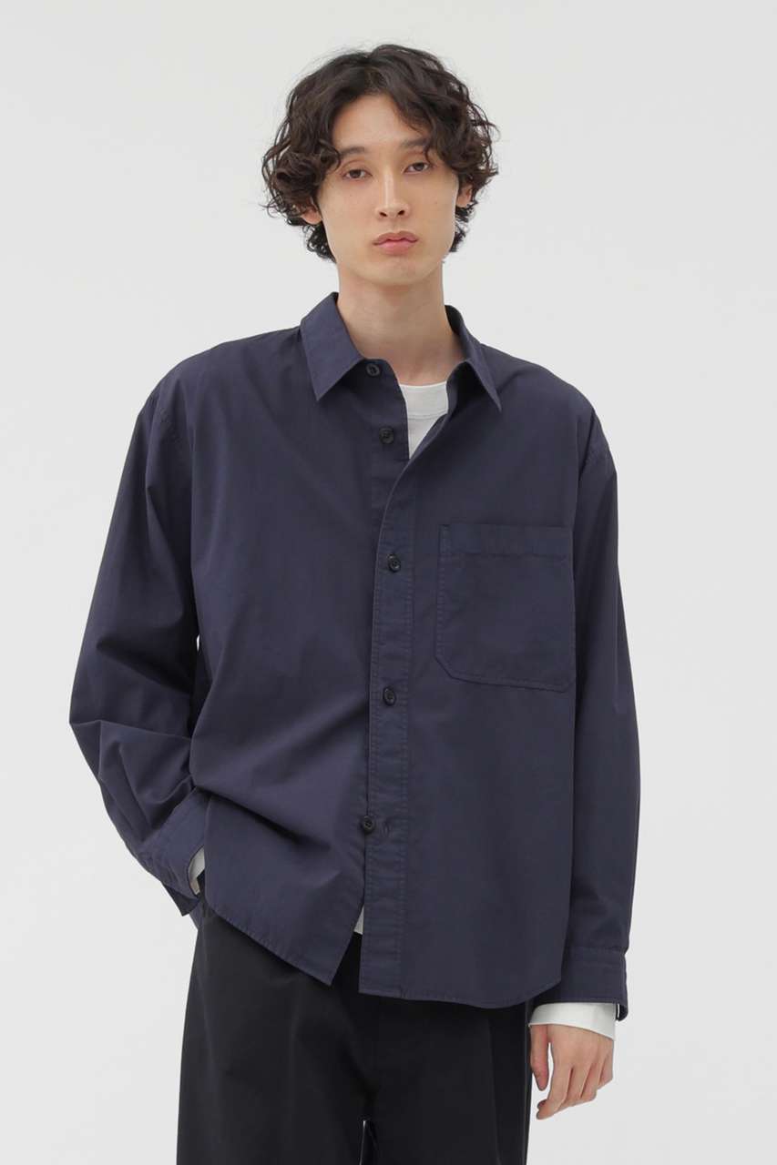 マーガレット・ハウエル メン/MARGARET HOWELL MENのGARMENT DYE COTTON SHIRTING SHIRT(ネイビー/5965250205)