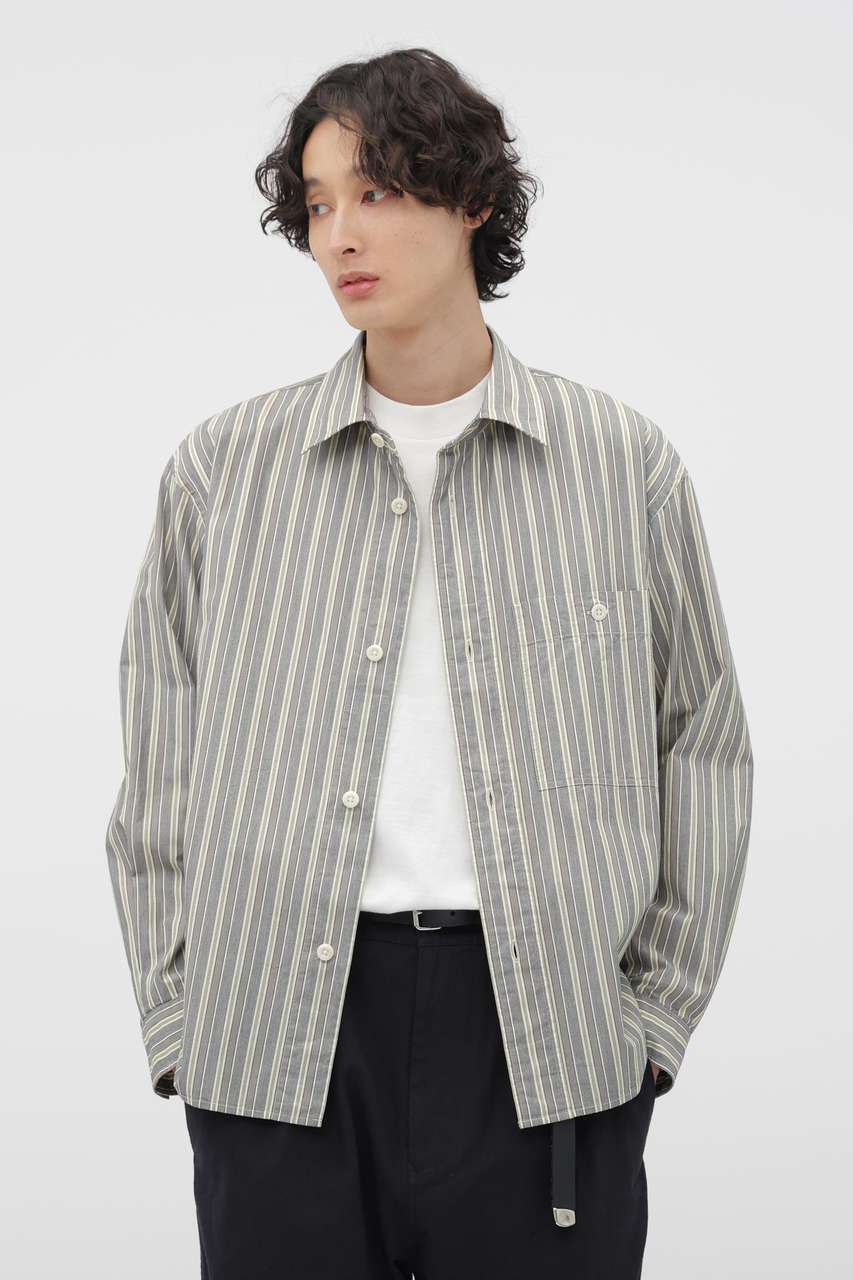 マーガレット・ハウエル メン/MARGARET HOWELL MENのPYJAMA STRIPE COTTON SHIRT(グレー/5966150200)