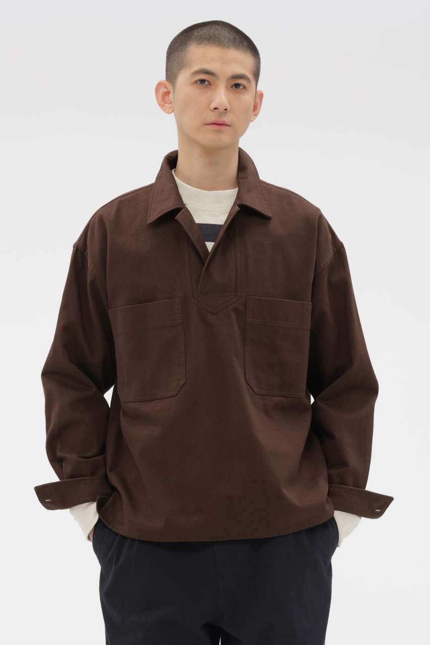 マーガレット・ハウエル メン/MARGARET HOWELL MENのWORK COTTON DRILL SHIRT(ブラウン/5966150202)