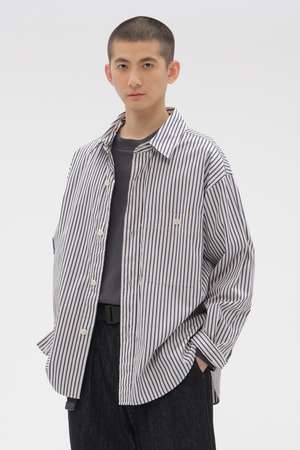 マーガレット・ハウエル メン/MARGARET HOWELL MENのVINTAGE COMPACT COTTON STRIPE SHIRT(110400/110403)