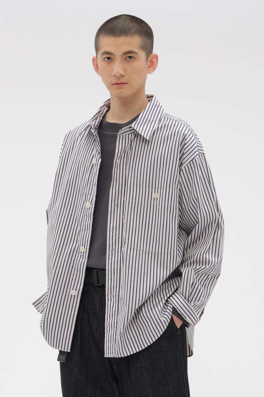 マーガレット・ハウエル メン/MARGARET HOWELL MENのVINTAGE COMPACT COTTON STRIPE SHIRT(ブルー/5966150205)