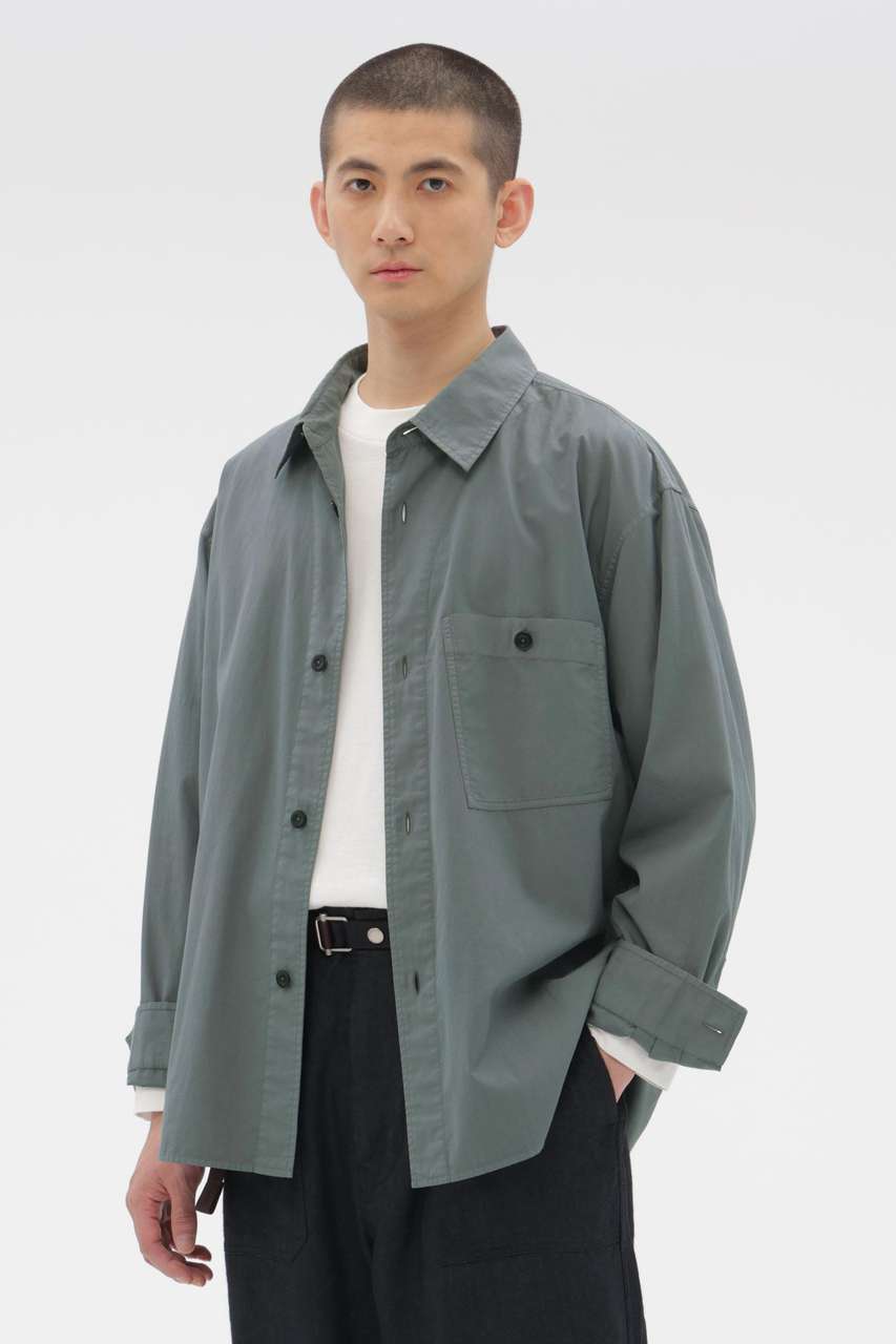 マーガレット・ハウエル メン/MARGARET HOWELL MENのGARMENT DYE COTTON SHIRTING SHIRT(グリーン/5966150206)