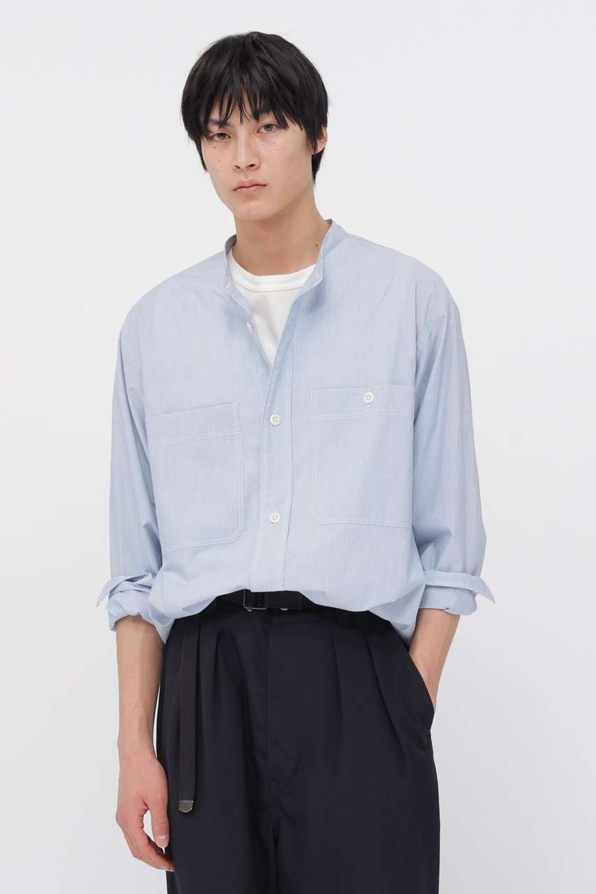 マーガレット・ハウエル メン/MARGARET HOWELL MENのWORN COTTON HAIRLINE STRIPE SHIRT(ブルー/5966150209)