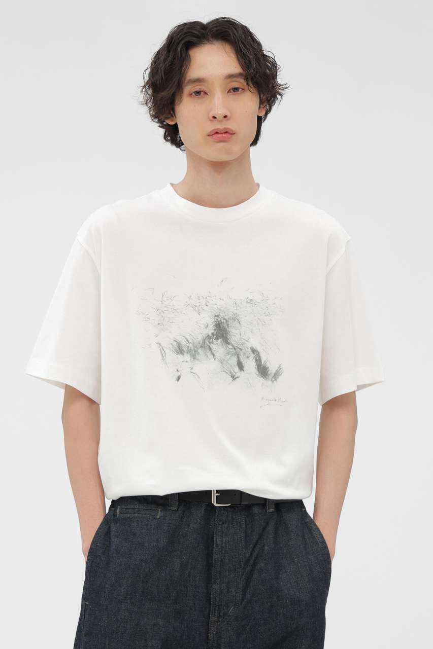 マーガレット・ハウエル メン/MARGARET HOWELL MENのLANDSCAPE PRINT COTTON JERSEY TOP(ホワイト/5796166204)