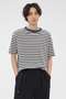 COTTON LINEN STRIPE JERSEY TOP マーガレット・ハウエル メン/MARGARET HOWELL MEN ブルー