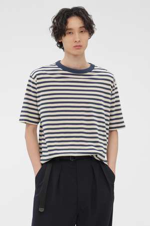 マーガレット・ハウエル メン/MARGARET HOWELL MENのCOTTON LINEN STRIPE JERSEY TOP(110100/110102)