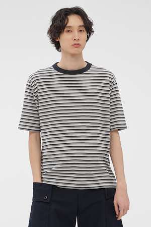 マーガレット・ハウエル メン/MARGARET HOWELL MENのCOTTON LINEN MULTI STRIPE JERSEY TOP(110100/110102)