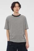COTTON LINEN MULTI STRIPE JERSEY TOP