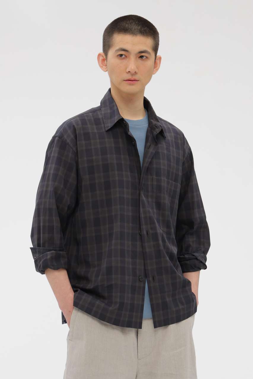 マーガレット・ハウエル メン/MARGARET HOWELL MENの【予約販売】COTTON VOILE CHECK SHIRT(ネイビー/5796150218)