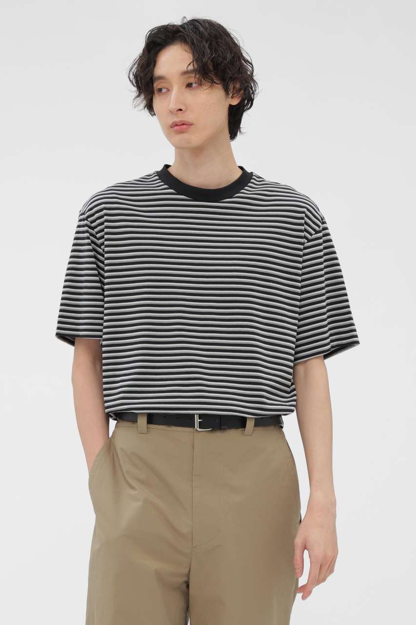 マーガレット・ハウエル メン/MARGARET HOWELL MENの【予約販売】COTTON LINEN STRIPE TOP(ブラック/5796166209)