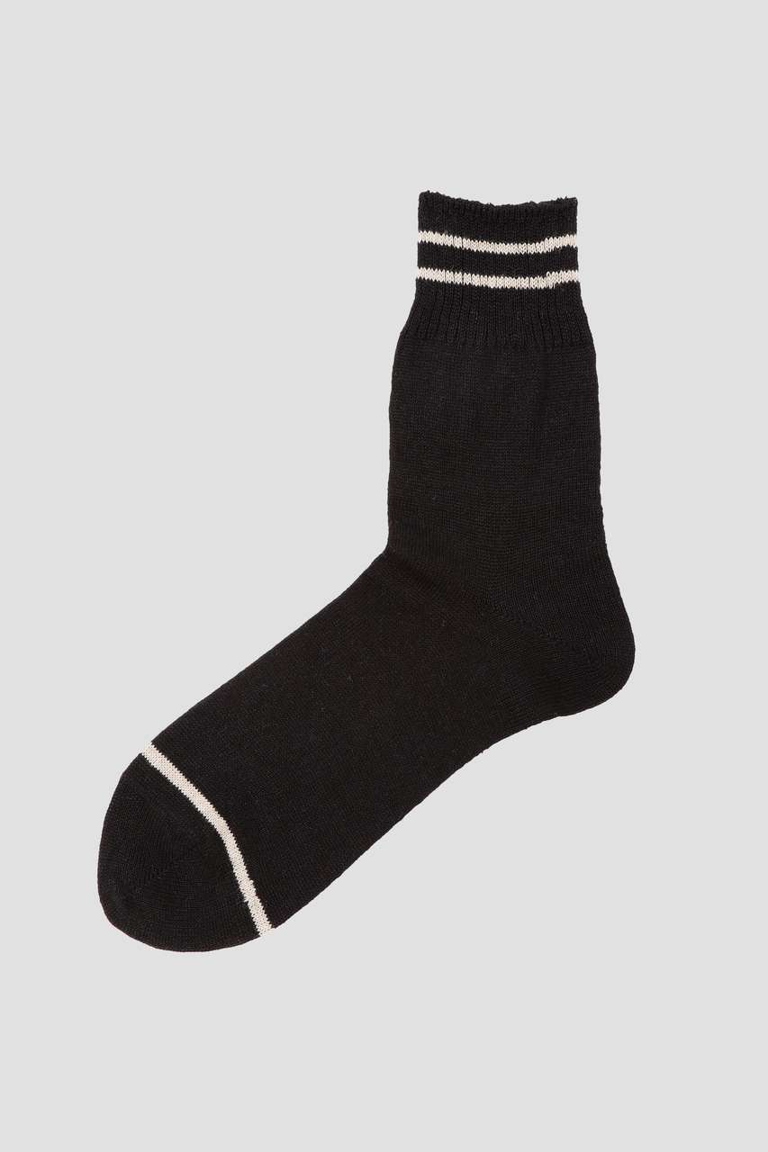 マーガレット・ハウエル メン/MARGARET HOWELL MENの【予約販売】LINEN RIB STRIPE SOCKS(ブラック/5796179203)