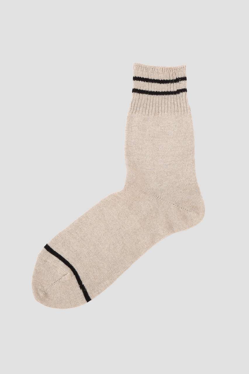 マーガレット・ハウエル メン/MARGARET HOWELL MENの【予約販売】LINEN RIB STRIPE SOCKS(ベージュ/5796179203)