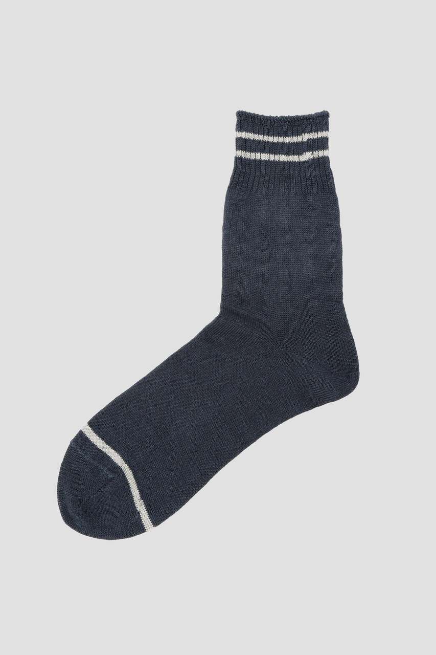 マーガレット・ハウエル メン/MARGARET HOWELL MENの【予約販売】LINEN RIB STRIPE SOCKS(ブルー/5796179203)