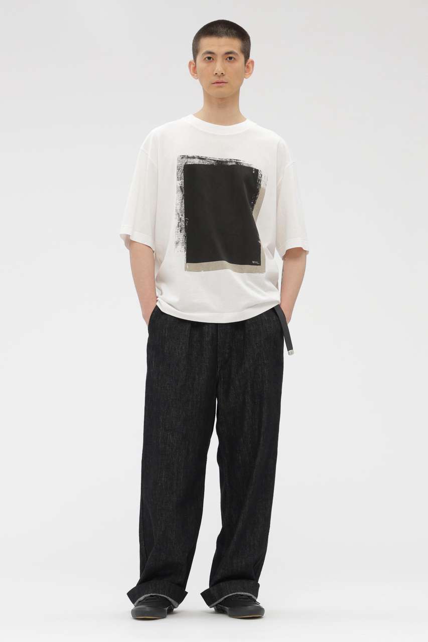 マーガレットハウエル ボートネック 半袖 プルオーバー 白 II FINE COTTON RIB JERSEY TOP | MARGARET HOWELL（マーガレット