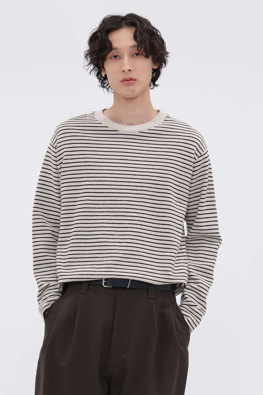 マーガレット・ハウエル メン/MARGARET HOWELL MENの【予約販売】TEXTURED COTTON STRIPE TOP(ベージュ/5966266206)