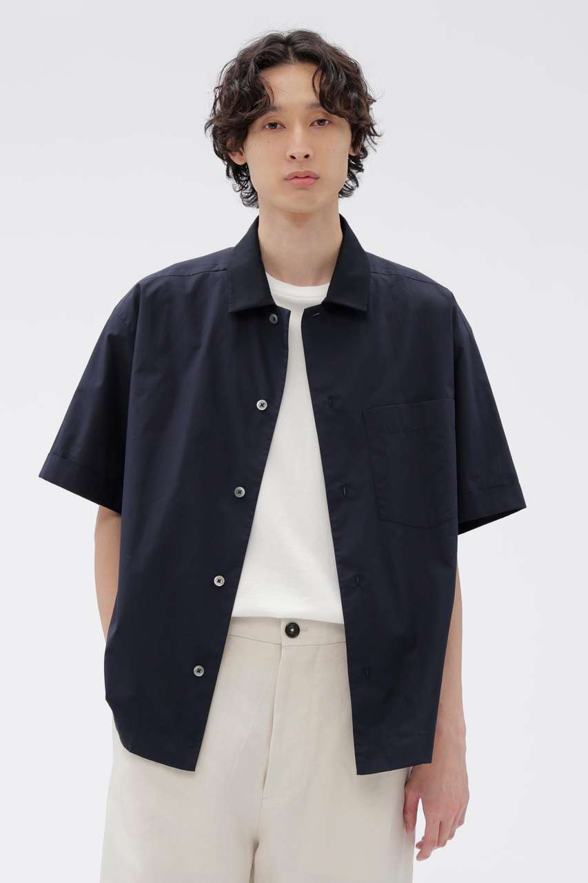マーガレット・ハウエル メン/MARGARET HOWELL MENの【予約販売】HIGHDENSE COTTON PLAINWEAVE SHIRT(ネイビー/5796150251)