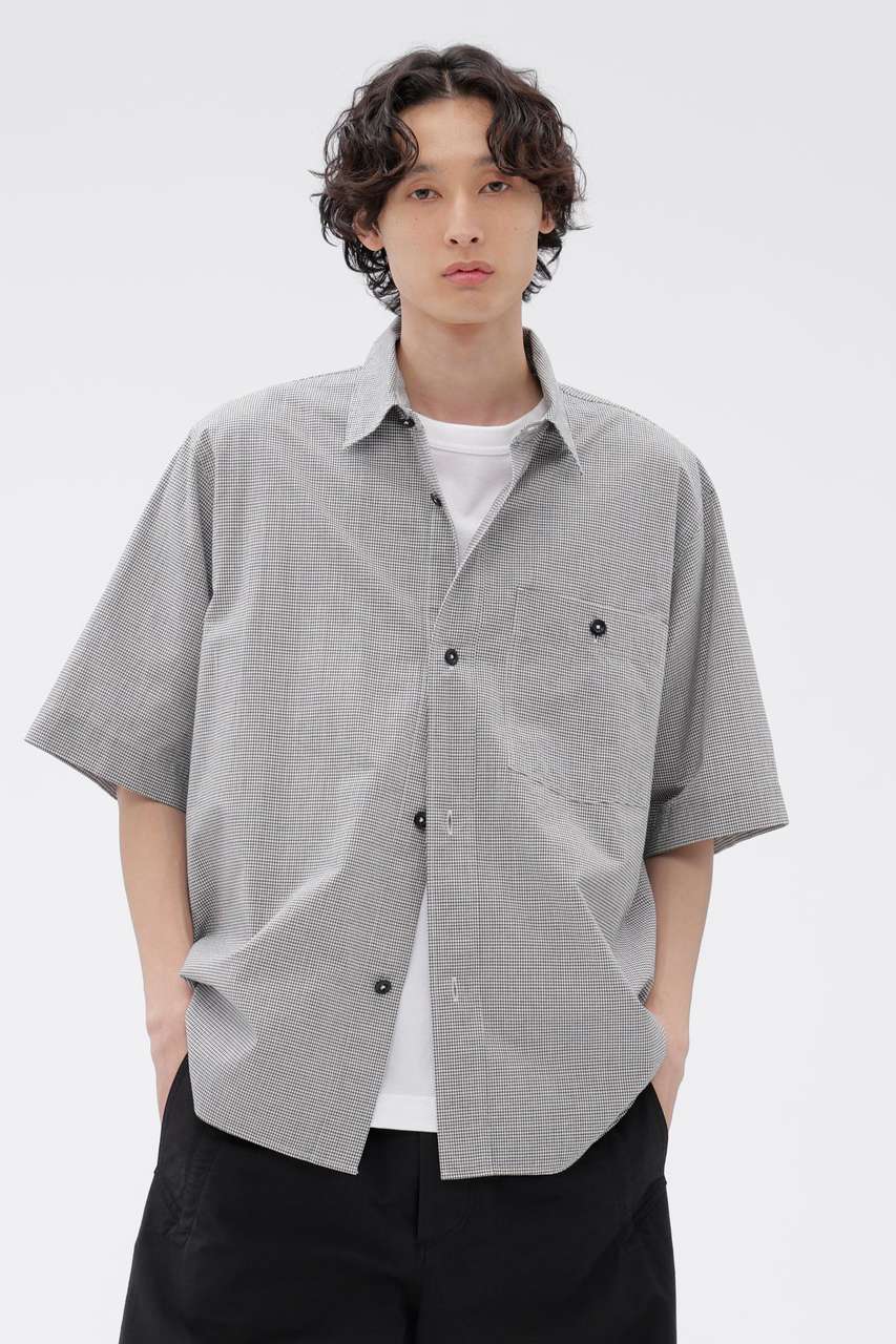 マーガレット・ハウエル メン/MARGARET HOWELL MENのTINY GINGHAM COTTON SHIRT(ブラック/5966150552)