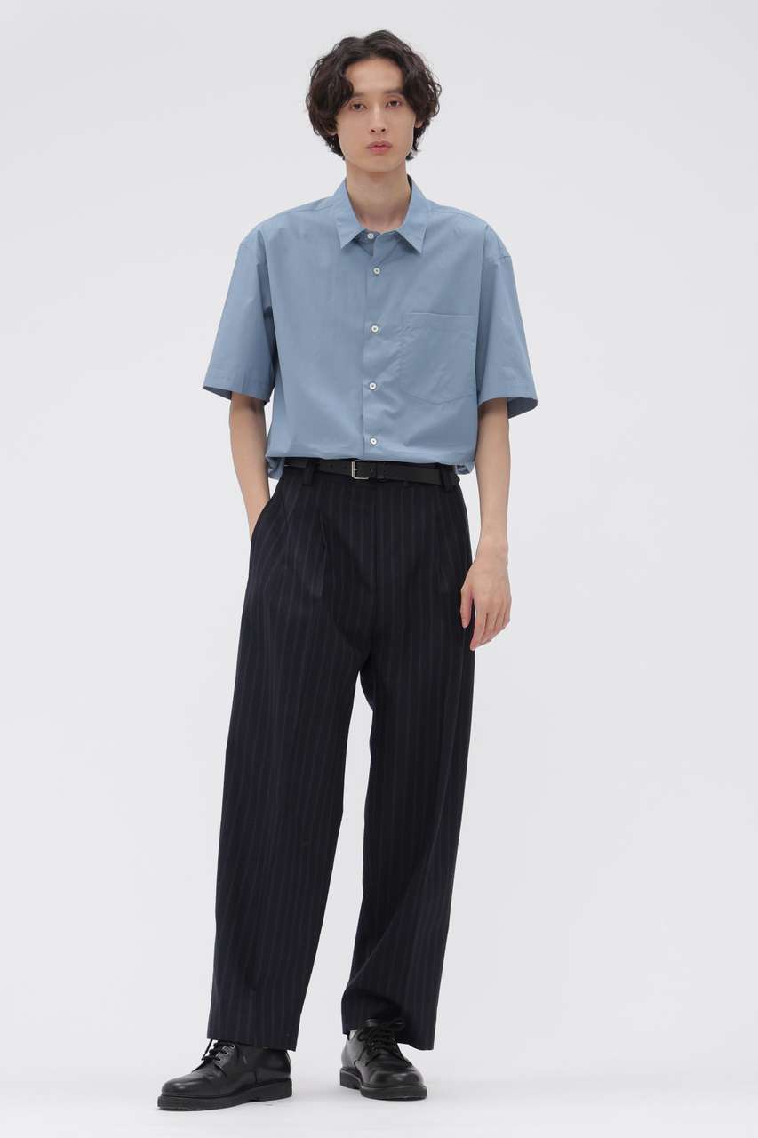 マーガレット・ハウエル メン/MARGARET HOWELL MENの【予約販売】WIDE STRIPE WOOL TROUSERS(ネイビー/5796240209)