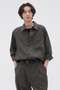 【予約販売】LINEN WOOL SILK PLAINWEAVE SHIRT マーガレット・ハウエル メン/MARGARET HOWELL MEN グレー