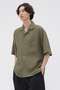 【予約販売】YARN DYE LINEN SHIRTING SHIRT マーガレット・ハウエル メン/MARGARET HOWELL MEN カーキ