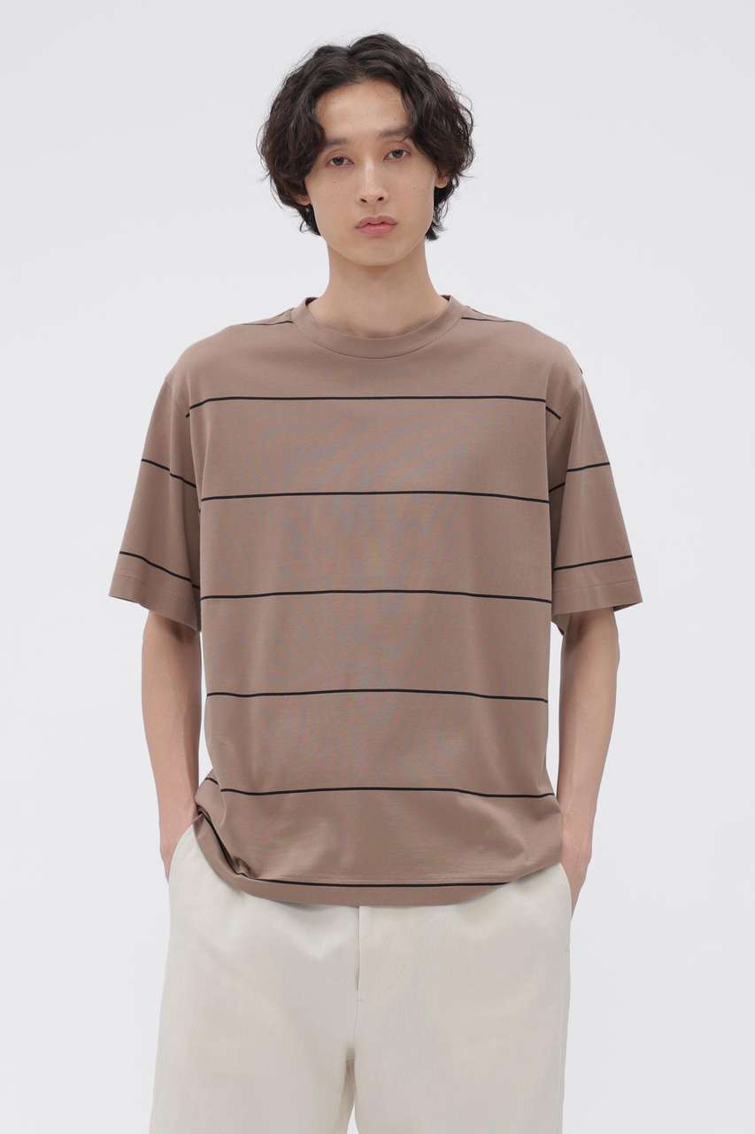 マーガレット・ハウエル メン/MARGARET HOWELL MENのFINE COTTON STRIPE JERSEY TOP(ブラウン/5796266201)