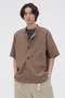 【予約販売】SURFACE DYED COTTON LINEN SHIRT マーガレット・ハウエル メン/MARGARET HOWELL MEN ブラウン