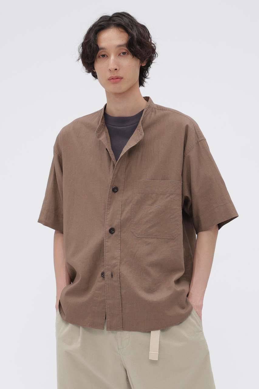 マーガレット・ハウエル メン/MARGARET HOWELL MENの【予約販売】SURFACE DYED COTTON LINEN SHIRT(ブラウン/5966250201)