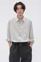 COTTON SILK STRIPE SHIRT マーガレット・ハウエル メン/MARGARET HOWELL MEN グレー