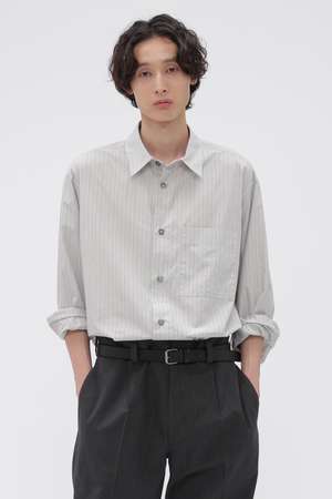 マーガレット・ハウエル メン/MARGARET HOWELL MENのCOTTON SILK STRIPE SHIRT(110400/110403)