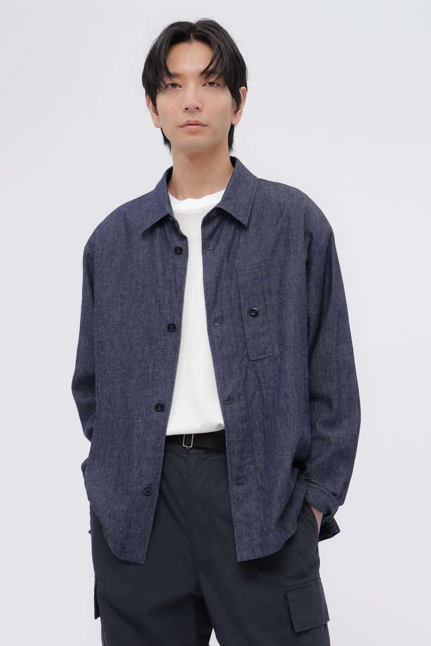 マーガレット・ハウエル メン/MARGARET HOWELL MENのCOTTON LINEN DENIM SHIRT(ブルー/5966250205)