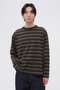 【予約販売】LIGHT COTTON MELANGE STRIPE TOP マーガレット・ハウエル メン/MARGARET HOWELL MEN ブラウン