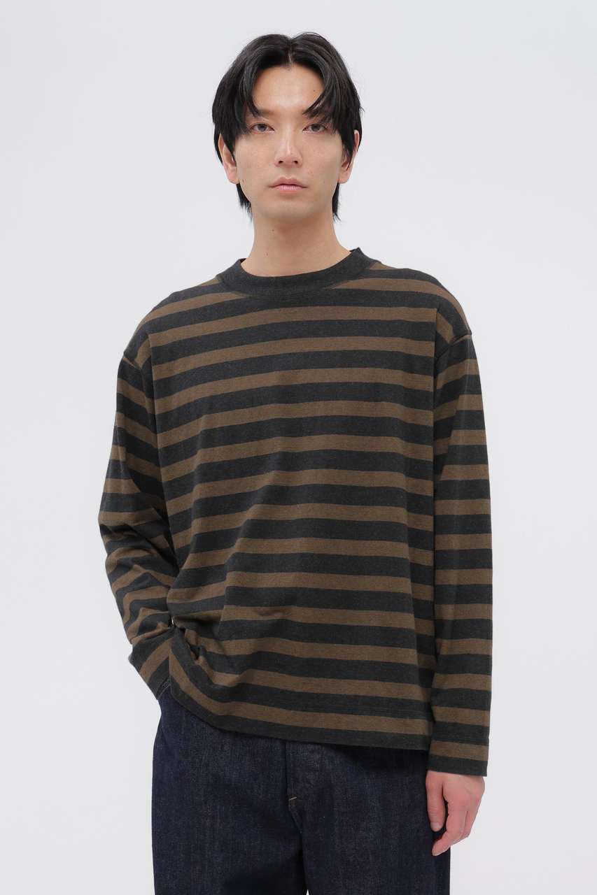 マーガレット・ハウエル メン/MARGARET HOWELL MENの【予約販売】LIGHT COTTON MELANGE STRIPE TOP(ブラウン/5966266204)