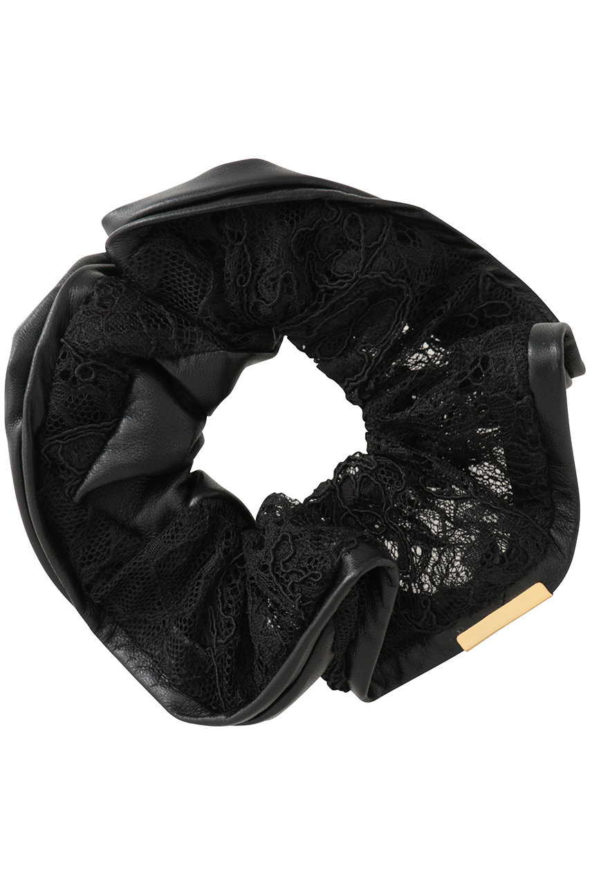 エントワフェイン/ENTWURFEINのPatti レザー×レースコンビシュシュ(ブラック/EE09-483)