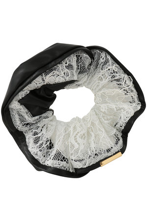 エントワフェイン/ENTWURFEINのPatti レザー×レースコンビシュシュ(140300/140305)