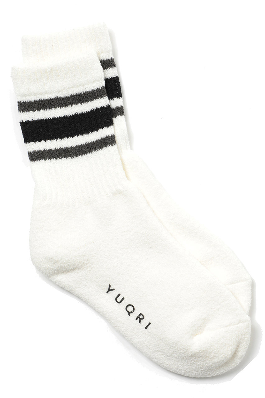 ユクリ/YUQRIのpuff line ソックス(ホワイト×ブラック/123500733)