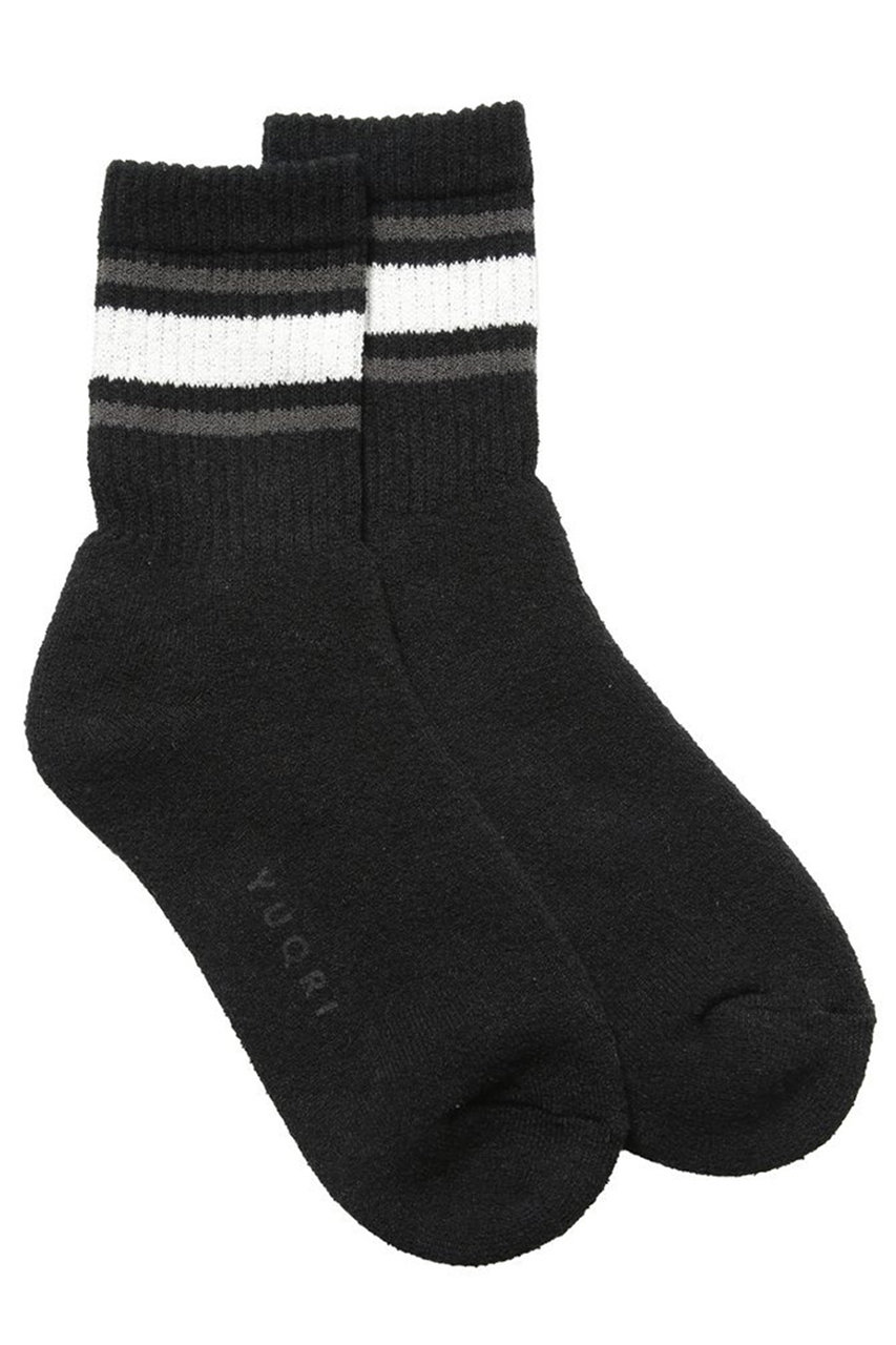 ユクリ/YUQRIのpuff line ソックス(ブラック/ホワイト/123500733)