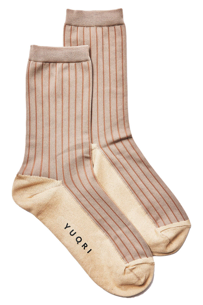 ユクリ/YUQRIのattach broad rib ソックス(ベージュ×ベージュ/223500001)