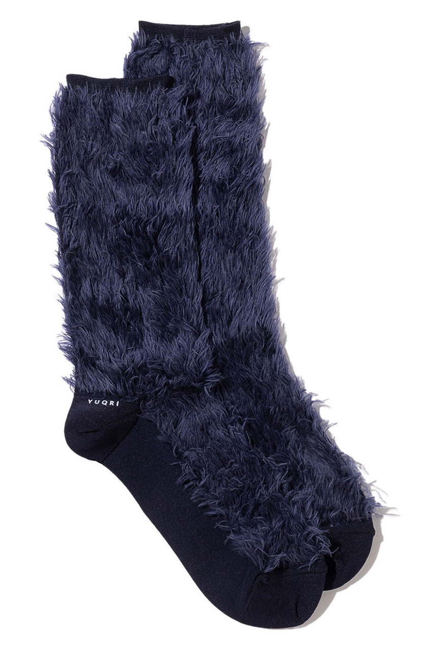 ユクリ/YUQRIのfaux fur ソックス(ネイビー/224400009)