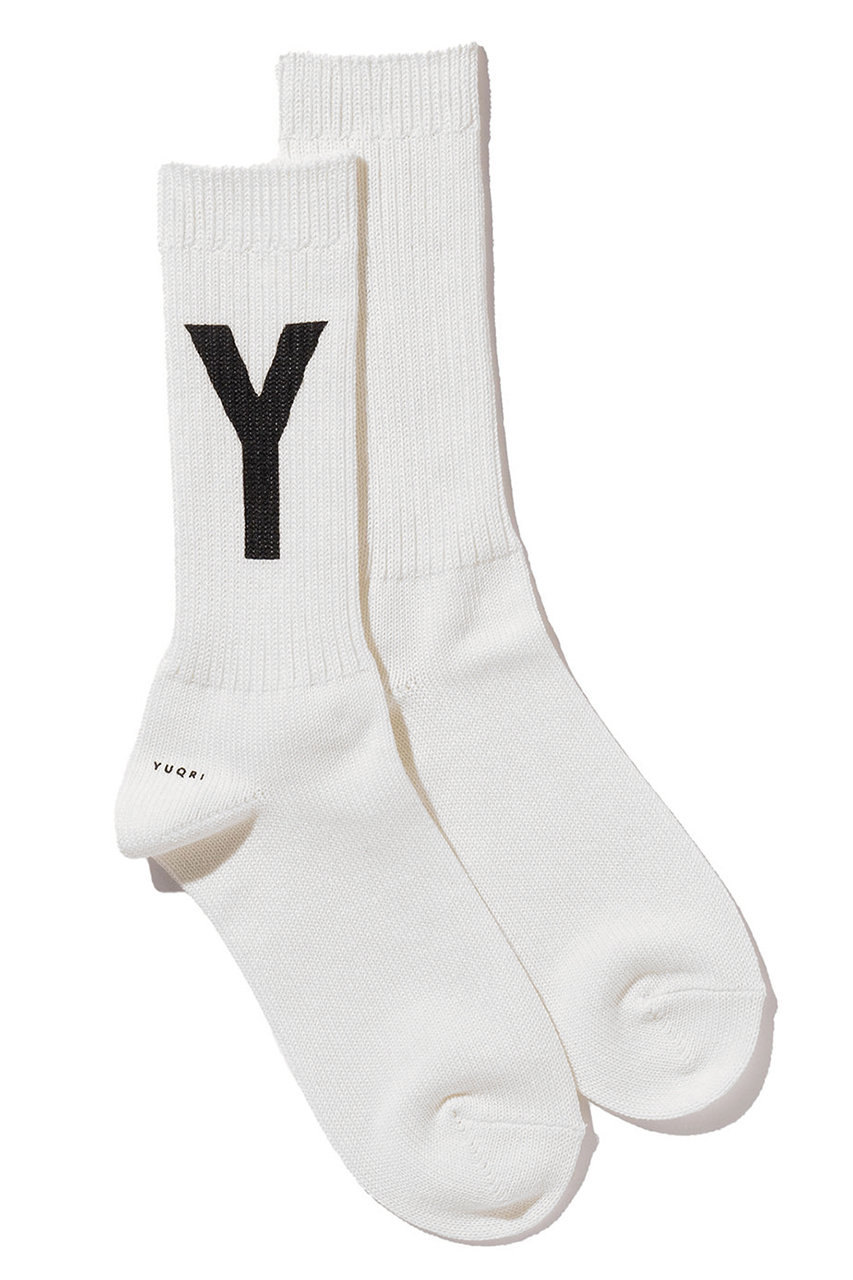 ユクリ/YUQRIのPaint Y ソックス(ホワイト/ブラック/124501143)