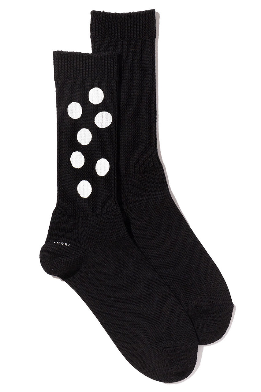 ユクリ/YUQRIのPaint Dots ソックス(ブラック/ホワイト/124501141)