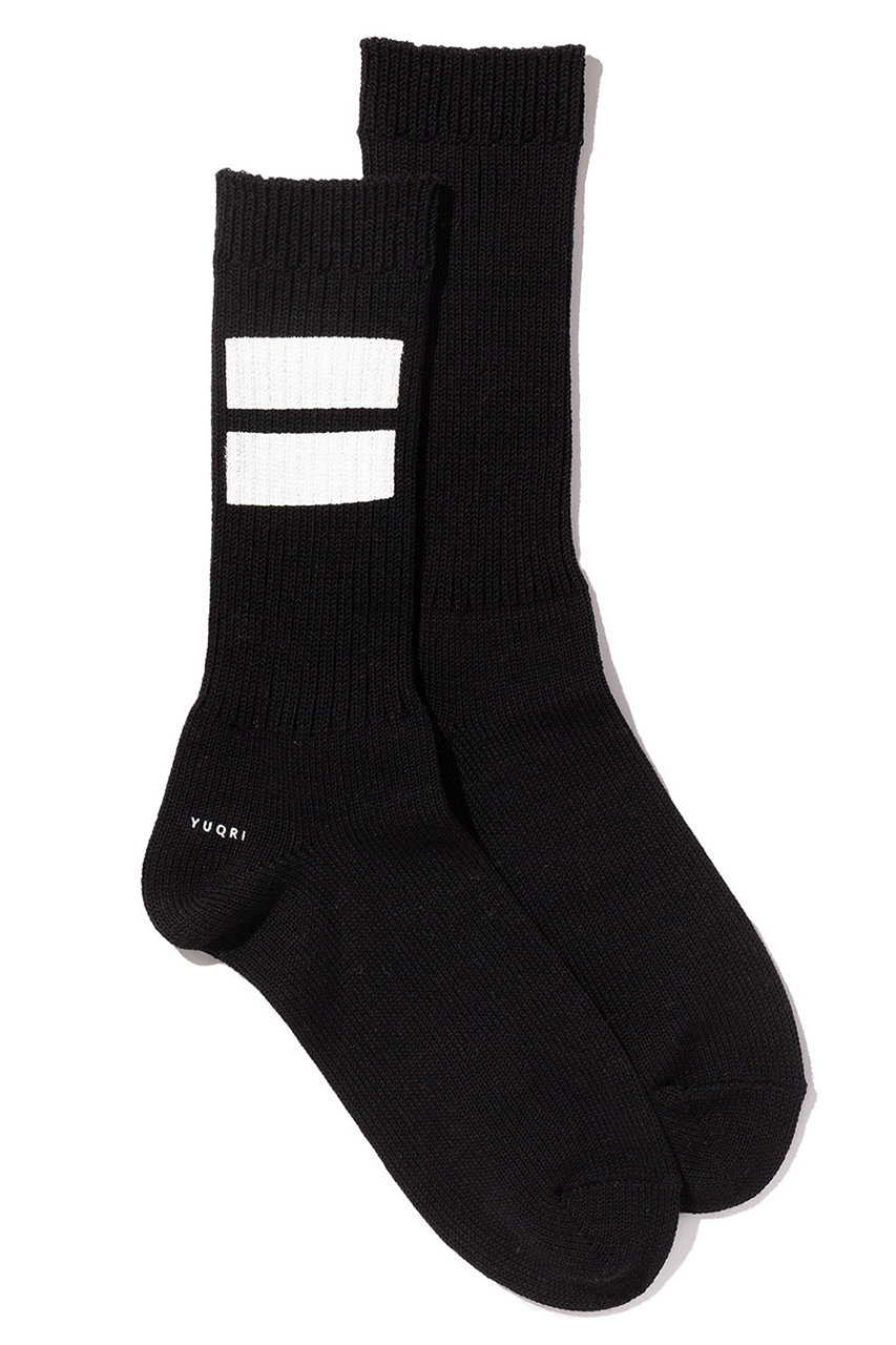 ユクリ/YUQRIのPaint Line ソックス(ブラック/ホワイト/124501142)