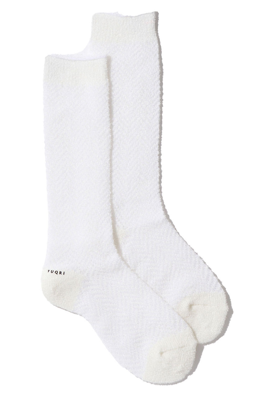 ユクリ/YUQRIのFluffy herring bone ソックス(ホワイト/224400292)