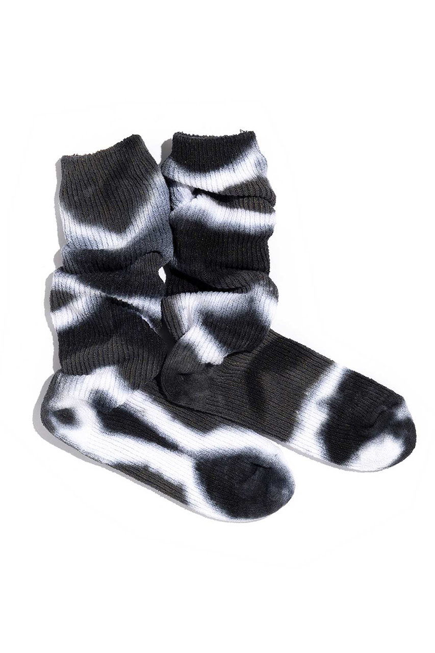 ユクリ/YUQRIのCrispy tie-dye ソックス(ブラック/ホワイト/126200001)