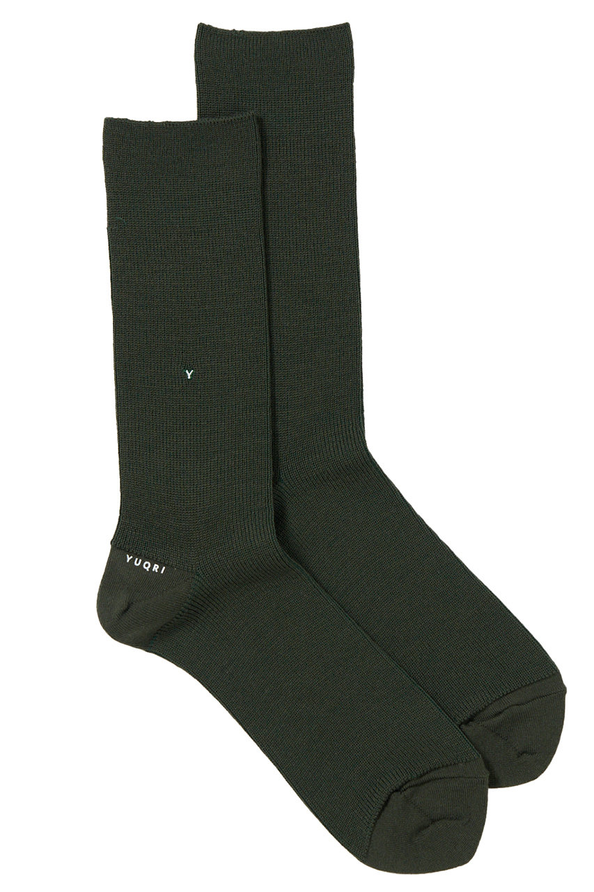 ユクリ/YUQRIの【予約販売】Satin wooly ソックス(ダークグリーン/126400093)