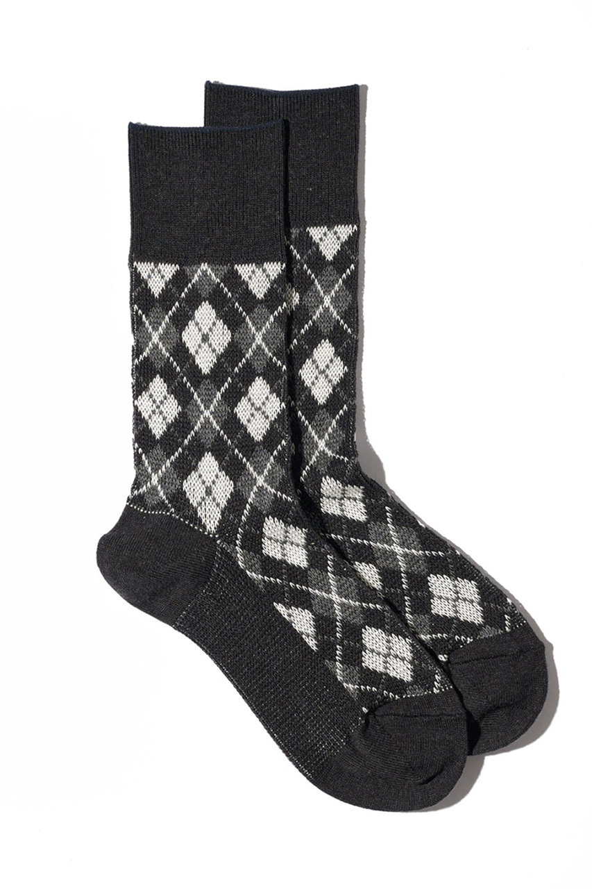 ユクリ/YUQRIの【予約販売】Argyle ソックス(ブラック/ホワイト/126400097)