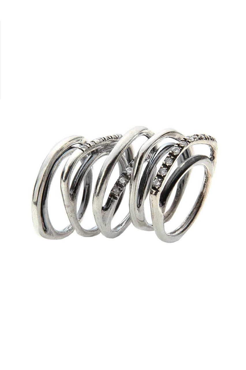 アッシュ・ペー・フランス/H.P.FRANCEの【Iosselliani】CLASSIC COLLECTION Eva 5連リング(シルバー/0000081-8880539-0001)