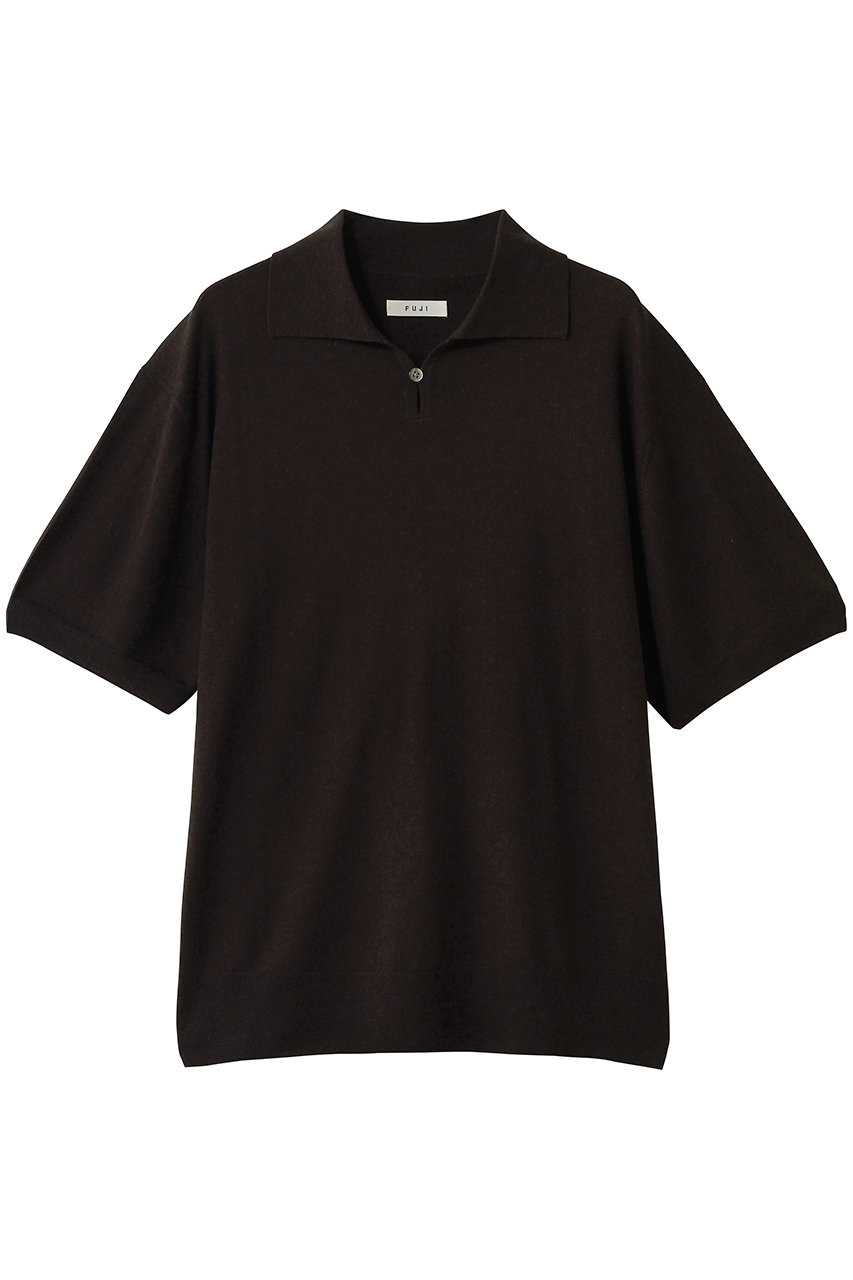 フジ/FUJIの【MEN】SILK CASHMERE S/S SKIPPER POLO(BROWN/JO26-MT006-SI)