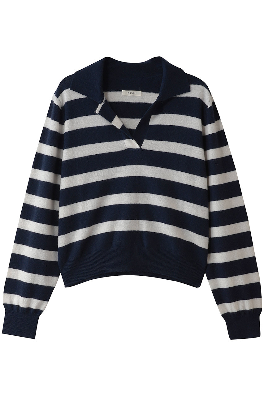 CASHMERE BORDER SKIPPER KNIT